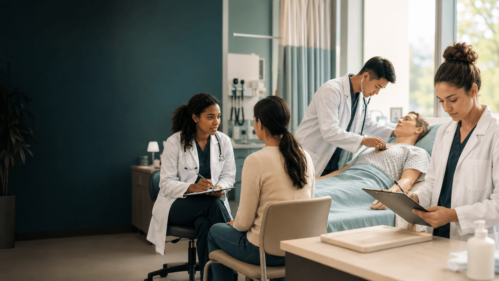 Medical students preparing for OSCE clinical examinations